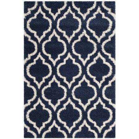 Safavieh 10 x 14 ft. Hudson Shag Power Loomed Rectangle Area Rug; Navy & Ivory SGH284C-10
